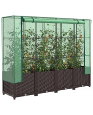 Jardinière surélevée avec housse aspect rotin 160x40x138 cm | Mobilier & Déco