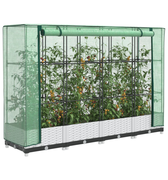 Jardinière surélevée avec housse aspect rotin 160x40x123 cm | Mobilier & Déco