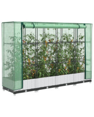 Jardinière surélevée avec housse aspect rotin 160x40x123 cm | Mobilier & Déco
