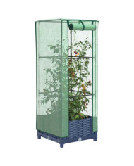 Jardinière surélevée avec housse aspect rotin 40x40x123 cm | Mobilier & Déco