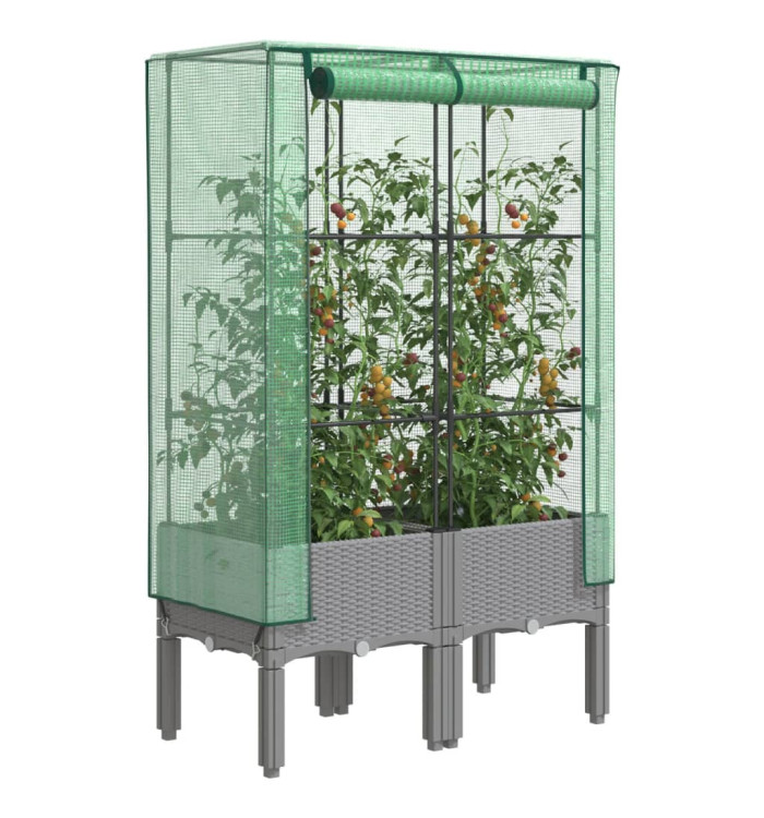 Jardinière surélevée avec housse aspect rotin 80x40x140 cm | Mobilier & Déco