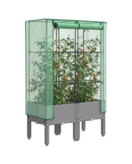Jardinière surélevée avec housse aspect rotin 80x40x140 cm | Mobilier & Déco