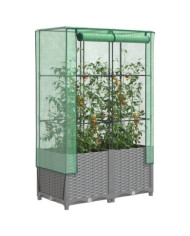 Jardinière surélevée avec housse aspect rotin 80x40x138 cm | Mobilier & Déco