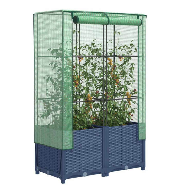 Jardinière surélevée avec housse aspect rotin 80x40x138 cm | Mobilier & Déco