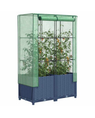 Jardinière surélevée avec housse aspect rotin 80x40x138 cm | Mobilier & Déco