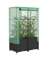 Jardinière surélevée avec housse aspect rotin 80x40x138 cm | Mobilier & Déco