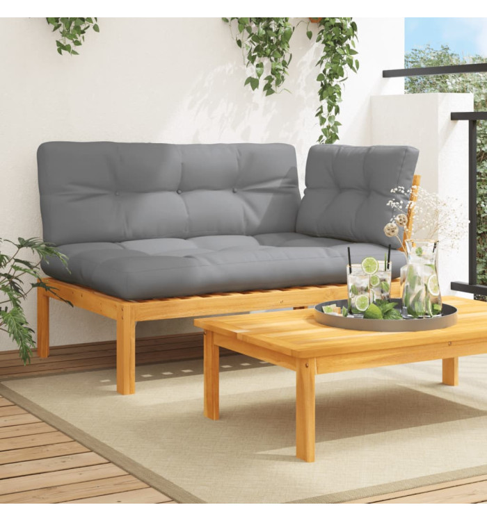 Canapé d'angle palette de jardin et coussins bois acacia massif | Mobilier & Déco