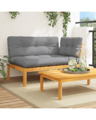 Canapé d'angle palette de jardin et coussins bois acacia massif | Mobilier & Déco