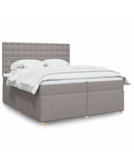 Sommier à lattes de lit avec matelas Taupe 200x200 cm Tissu | Mobilier & Déco