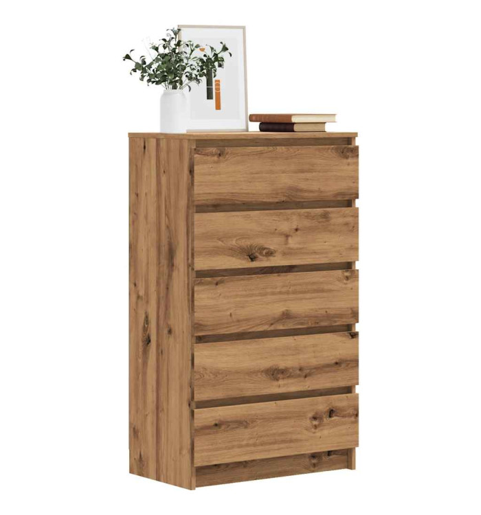Commode chêne artisanal 60x36x103 cm bois d'ingénierie | Mobilier & Déco