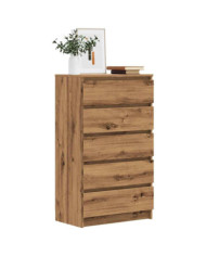 Commode chêne artisanal 60x36x103 cm bois d'ingénierie | Mobilier & Déco