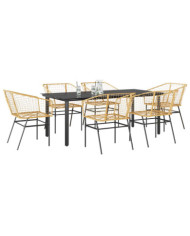 Ensemble à manger jardin 7pcs marron rpoly otin verre | Mobilier & Déco