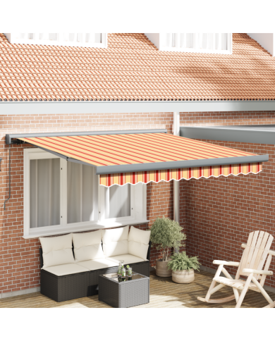 Auvent rétractable manuel - Jaune et orange 350x250 cm | Mobilier & Déco
