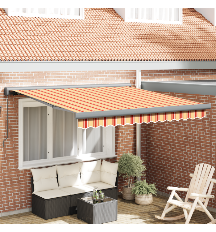 Auvent rétractable manuel - Jaune et orange 350x250 cm | Mobilier & Déco