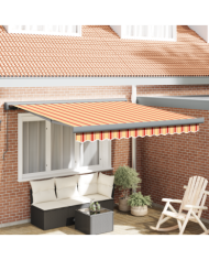 Auvent rétractable manuel - Jaune et orange 350x250 cm | Mobilier & Déco