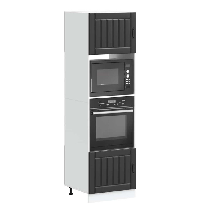 Armoires de four 2 pcs Kalmar noir bois d'ingénierie | Mobilier & Déco