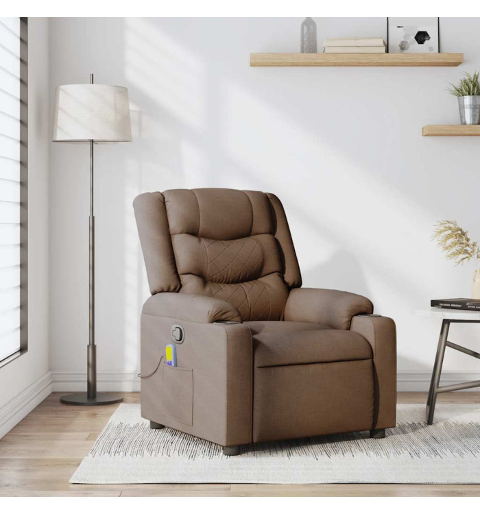 Fauteuil de massage inclinable Marron Tissu | Mobilier & Déco