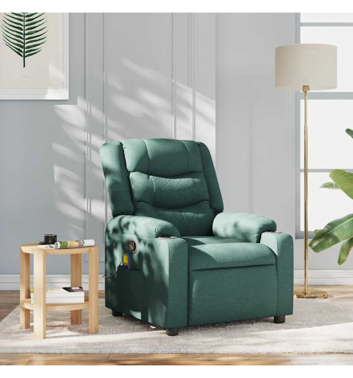 Fauteuil de massage inclinable Vert foncé Tissu | Mobilier & Déco