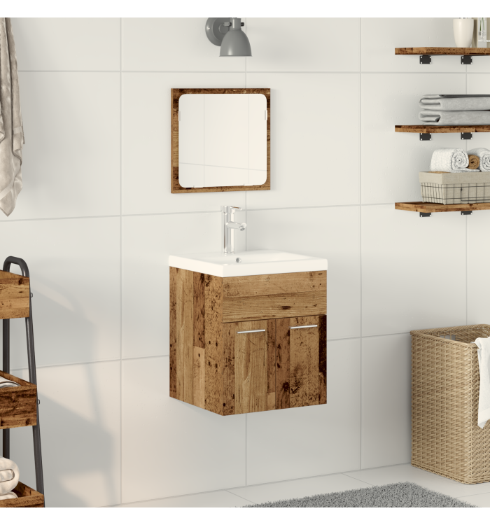 Ensemble de meubles de salle de bain 3 pièces en vieux bois | Mobilier & Déco