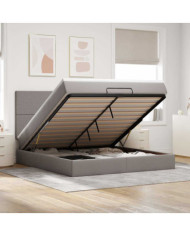Cadre de lit ottoman avec matelas taupe 180x200 cm tissu | Mobilier & Déco
