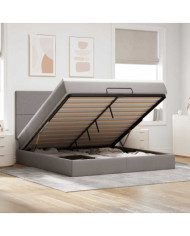 Cadre de lit ottoman avec matelas taupe 180x200 cm tissu | Mobilier & Déco