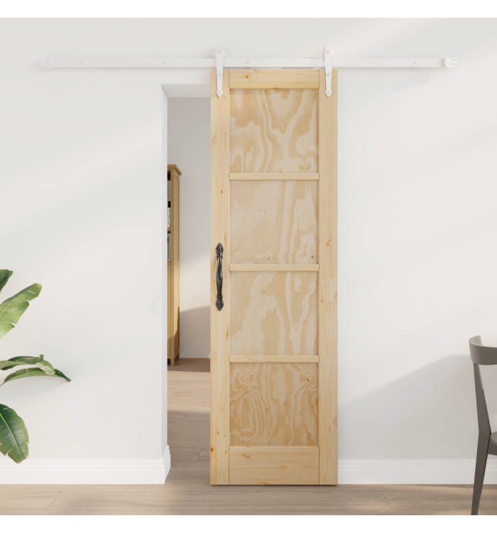 Porte coulissante avec ensemble de matériel 61x198,5 cm Bois massif Pin, Porte intérieure 'ORKDAL'61x198,5 cm Bois massif Pin 
