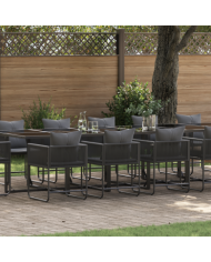 Ensemble de salle à manger de jardin de 18 pièces avec coussins en acier et poly rotin | Mobilier & Déco
