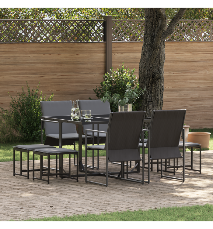 Ensemble de jardin pour manger avec 10 pièces et des coussins en acier et textilène | Mobilier & Déco