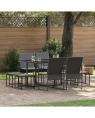 Ensemble de jardin pour manger avec 10 pièces et des coussins en acier et textilène | Mobilier & Déco
