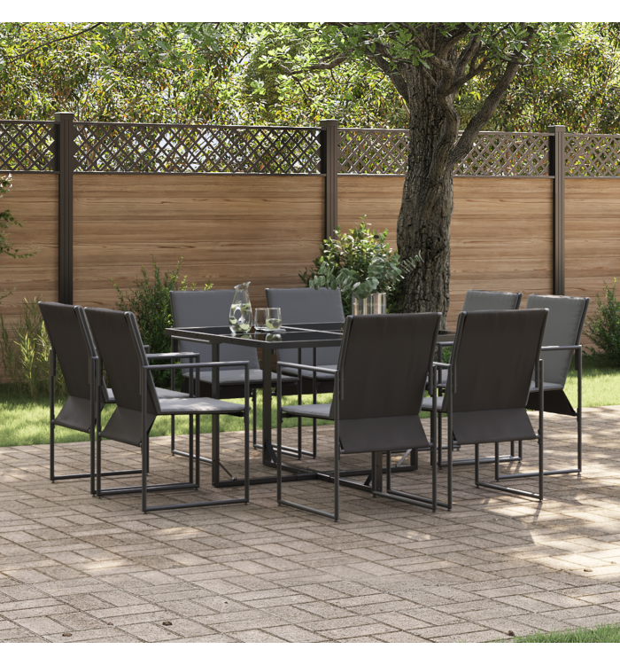 Ensemble de salle à manger de jardin de 10 pièces avec coussins en acier et textilène | Mobilier & Déco
