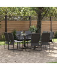 Ensemble de salle à manger de jardin de 10 pièces avec coussins en acier et textilène | Mobilier & Déco