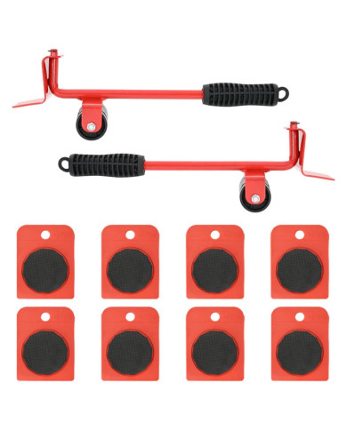 Roulettes pour meubles 8 pièces avec élévateurs Rouge 9,8 x 7,5 x 3 cm 150 kg | Mobilier & Déco