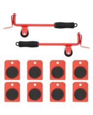 Roulettes pour meubles 8 pièces avec élévateurs Rouge 9,8 x 7,5 x 3 cm 150 kg | Mobilier & Déco