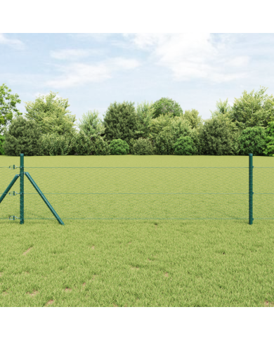 Clôture Hexagonale Verte 0.6x100 m Acier, Pieux de Clôture 13 pcs Vert Ø32 mm 100 cm Acier Galvanisé | Mobilier & Déco