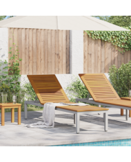 Chaise Longue Grise 200x55x35 cm Bois de Teck Massif | Mobilier & Déco