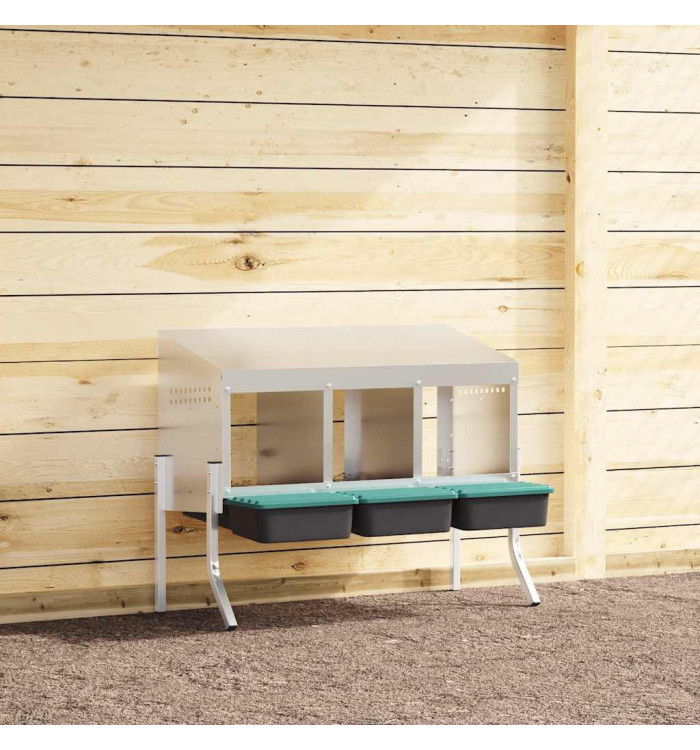 Nichoir à poules3 compartiments avec pieds en acier galvanisé | Mobilier & Déco