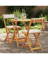 Ensemble Bistro Pliable 3 Pièces avec Coussins en Bois d'Acacia Solide | Mobilier & Déco