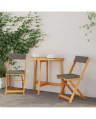 Ensemble de Bistro Pliant de 3 Pièces avec Coussins en Bois Massif d'Acacia | Mobilier & Déco