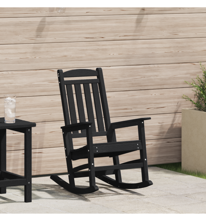 Chaise Berçante de Jardin Noire 70x92x108 cm HDPE | Mobilier & Déco