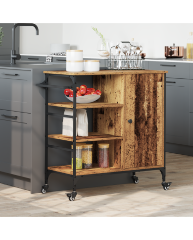 Chariot de cuisine Bois ancien 87,5x38,5x84,5 cm en bois d'ingénierie | Mobilier & Déco