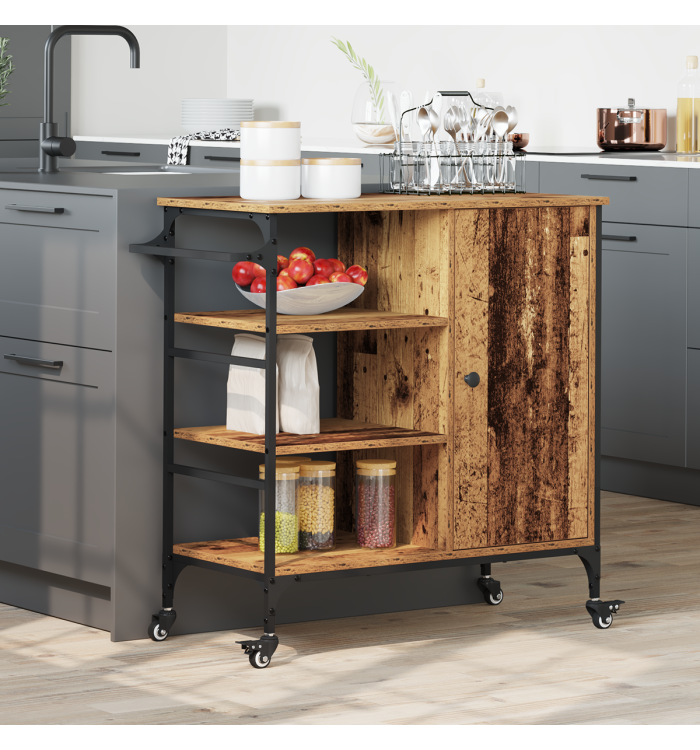 Chariot de cuisine Bois ancien 87,5x38,5x84,5 cm en bois d'ingénierie | Mobilier & Déco