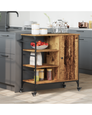Chariot de cuisine Bois ancien 87,5x38,5x84,5 cm en bois d'ingénierie | Mobilier & Déco