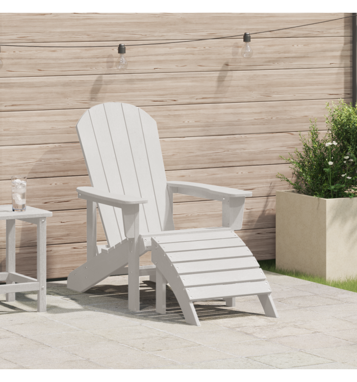 Chaise Adirondack blanche avec repose-pieds | Mobilier & Déco