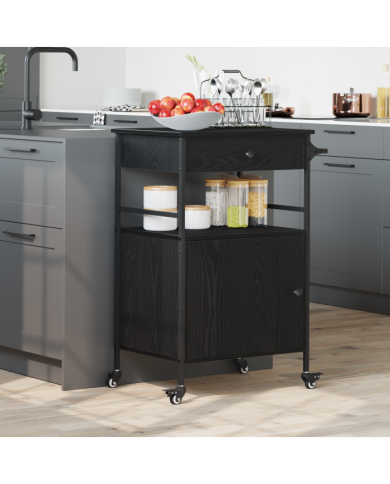 Chariot de cuisine Chêne noir 56x43x89,5 cm Bois reconstitué | Mobilier & Déco