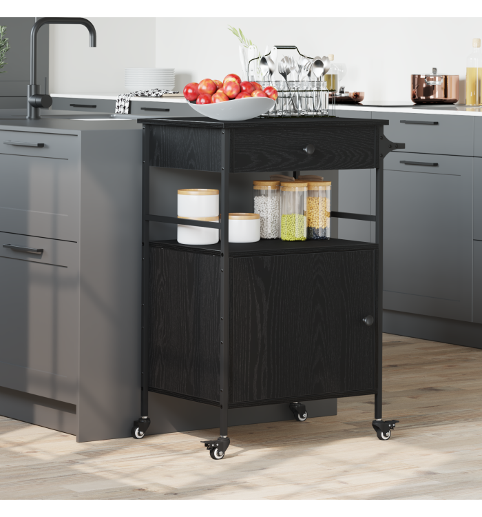 Chariot de cuisine Chêne noir 56x43x89,5 cm Bois reconstitué | Mobilier & Déco