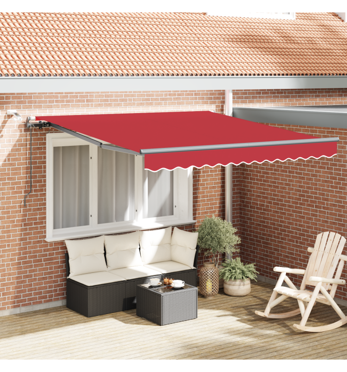 Auvent rétractable automatique avec LED Rouge 350x250 cm, Tissu de remplacement pour auvent pour cadre de 3,5x2,5 m Rouge | Mo
