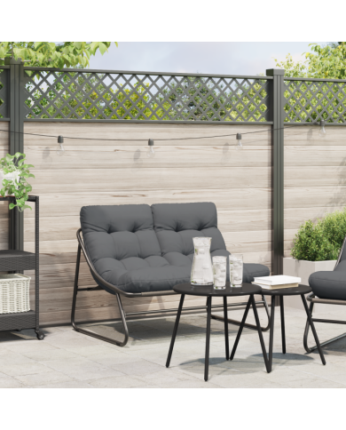 Banc de Jardin avec Coussin Noir 110x80x71 cm Acier | Mobilier & Déco