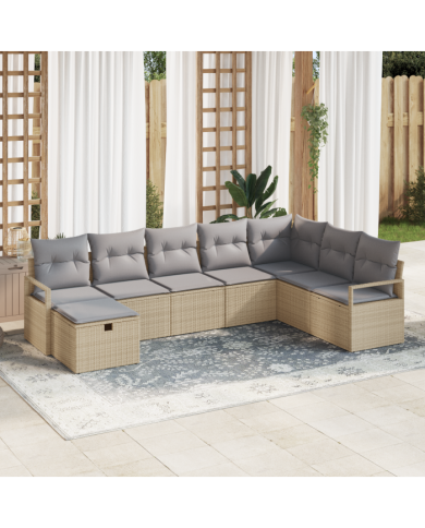 Ensemble de canapé de jardin 8 pièces beige | Mobilier & Déco