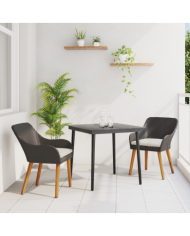 Ensemble de salle à manger de jardin 3 pièces en poly rotin noir | Mobilier & Déco