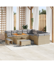 Ensemble de sofa de jardin 13 pièces avec coussins beige, Ensemble de repas de jardin 3 pièces avec coussins beige | Mobilier & 